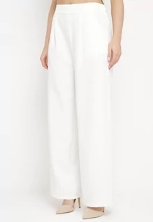 Spodnie damskie - Białe Eleganckie Spodnie z Szerokimi Nogawkami Kahinuni - grafika 1