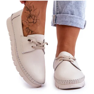 Vinceza Skórzane Półbuty Wsuwane Beżowe Archie beżowy - Półbuty damskie - miniaturka - grafika 1