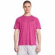 Koszulki sportowe męskie - Męska koszulka treningowa Under Armour UA Tech Textured SS - różowa - UNDER ARMOUR - miniaturka - grafika 1