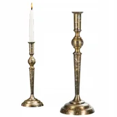 Świeczniki - ŚWIECZNIK KANDELABR ZŁOTY 33cm skandynawski retro do salonu na półkę - miniaturka - grafika 1