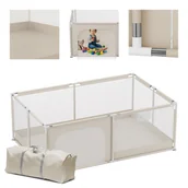 Łóżeczka i kojce - Kojec dziecięcy Tulano Cozy 22 Beige, duży kojec z podłogą 120x180 cm, antypoślizgowe nóżki, torba transportowa - miniaturka - grafika 1