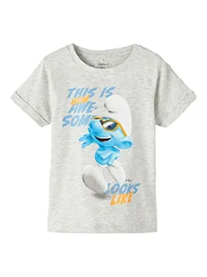 Bestseller A/S NMMANT Smurf SS TOP Box VDE T-Shirt, jasnoszary melanż, 86, jasnoszary melanżowy, 86 - Koszulki i topy damskie - miniaturka - grafika 1