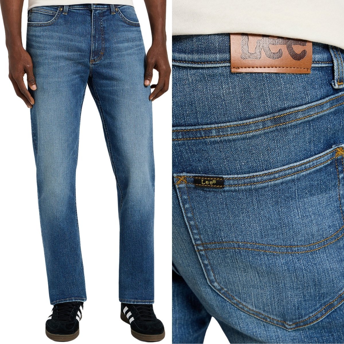 Lee X STRAIGHT Carzi PROSTE ELASTYCZNY PAS WYSOKI STAN BLUE DżINS W32 L32