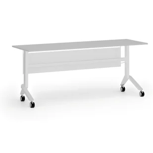 Mobilny stół PRIMO MOVE, 1800 x 600 mm, podstawa biała, szary - Stoły i stoliki do biura - miniaturka - grafika 1