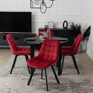 Stoły z krzesłami - Zestaw Stół Okrągły Rozkładany HARRY 102-142 cm Czarny i 4 Krzesła Tapicerowane RICK Bordowe Nowoczesne Loft - miniaturka - grafika 1