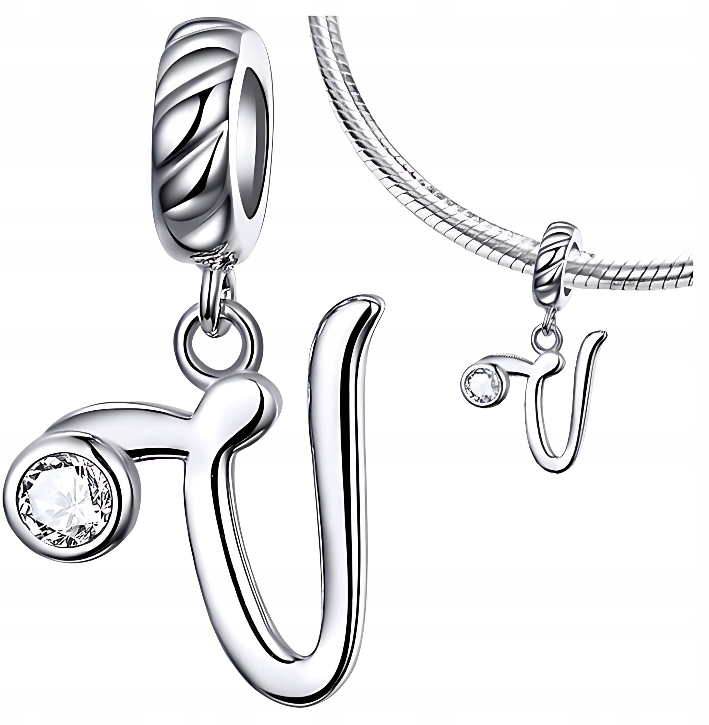 Ivybands CHARMS LITERKA V zawieszka srebro pr 925 koralik cyrkonie wiszący litera