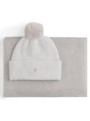 Czapki damskie - Tommy Hilfiger Zestaw Szalik i Czapka Pom Pom AW0AW17995 Beżowy - miniaturka - grafika 1