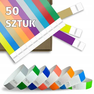 OPASKI NA RĘKĘ NADGARSTEK TYVEK KOLOROWE IMPREZA EVENT 50 SZTUK - Przybory szkolne - miniaturka - grafika 1