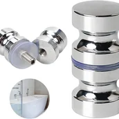 Zawiasy, okucia i inne akcesoria - Klamka do drzwi łazienkowych, 1-częściowa gałka do drzwi prysznicowych ze szkła, aluminiowa klamka do drzwi prysznicowych do łazienki i biura - miniaturka - grafika 1