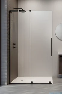Radaway Furo Black SL kabina Walk-in 90x200cm lewa czarny mat/szkło przejrzyste 10306488-54-01L/10110444-01-01 - Kabiny prysznicowe - miniaturka - grafika 1