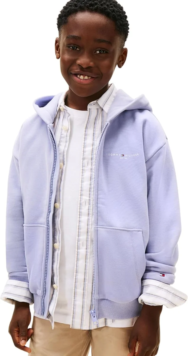 Bluza dziecięca unisex z kapturem na zamek niebieska 7 lat