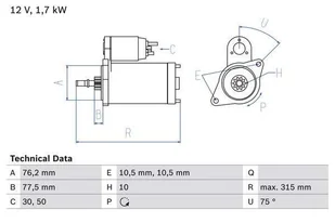 BOSCH Rozrusznik 0 986 016 250 - Rozruszniki - miniaturka - grafika 1