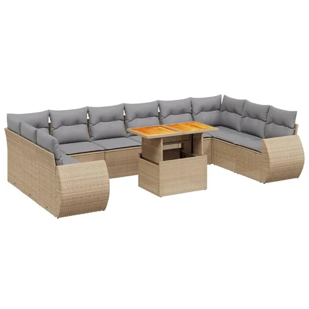Zestaw mebli ogrodowych modułowych beżowy z poduszkami 62 x 62 x 69 cm