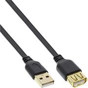 Kable USB - InLine Kabel USB UltraPłaski przedłużacz Typ A męski A żeński pozłacany czarny 1m 34610F - miniaturka - grafika 1