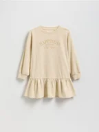 Sukienki i spódniczki dla dziewczynek - Reserved - Bawełniana sukienka z nadrukiem - beżowy - miniaturka - grafika 1