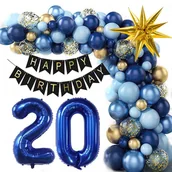 Balony i akcesoria - ZESTAW BALONÓW NA 20 URODZINY GRANATOWO ZŁOTY 136SZT - miniaturka - grafika 1