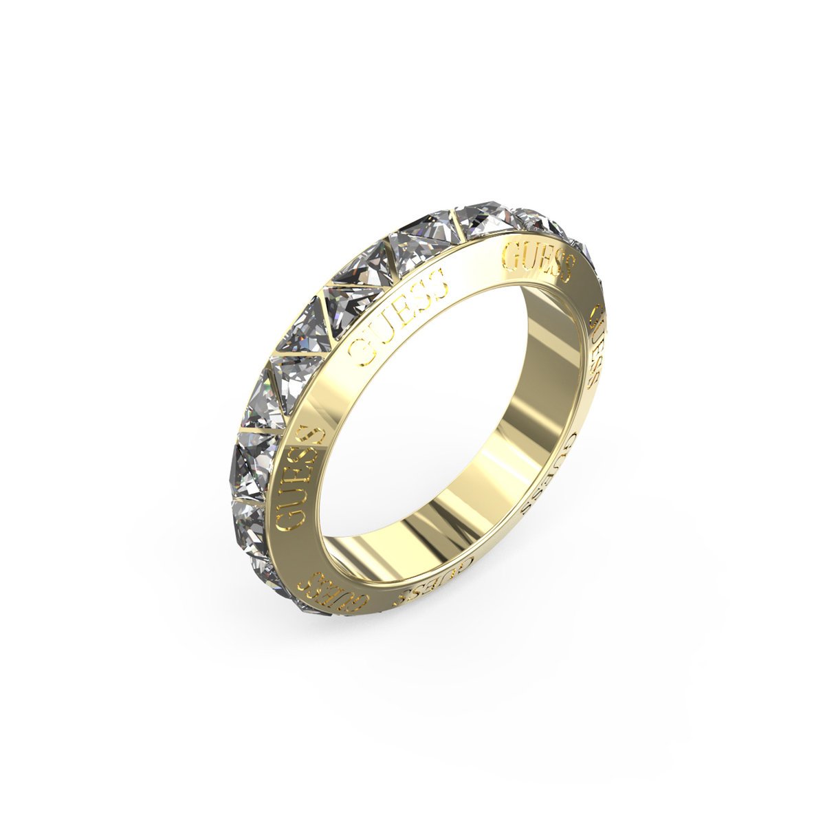 Guess Trinity złoty pierścionek obrączka z kryształkami r.14 JUBR04575JW