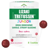 Przeziębienie i grypa - Tretussin Junior, lizaki, bez cukru, smak malinowy, od 3 lat, 8 sztuk - miniaturka - grafika 1