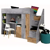 Łóżka dla dzieci i młodzieży - Abiks Łóżko piętrowe Antresola KONKRET 14 czarny - miniaturka - grafika 1