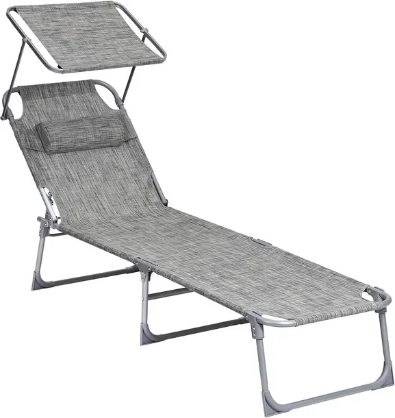 Leżak Plażowy Składany 53 X 193 X 29 Cm Obciążenie Do 150kg I Regulacja