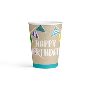 AMSCAN Kubeczki urodzinowe Happy Birthday - 250 ml - 8 szt. 9904391 - Gadżety na imprezę - miniaturka - grafika 1