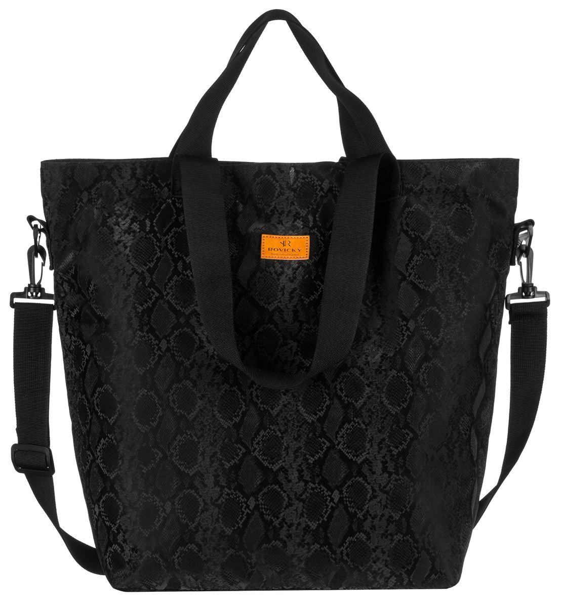 Torba Torebka Damska Na Ramię Shopper Na Zakupy Rovicky Zakupowa Z Paskiem Czarna