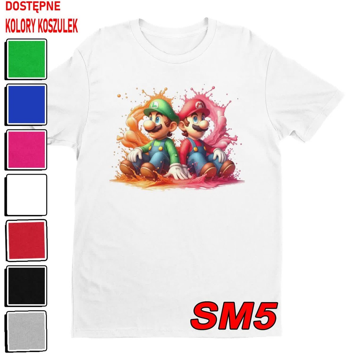 T-Shirt Koszulka Dziecięca Super Mario Bros Bajki Gry Luigi -M 134-140