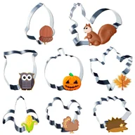 Formy do ciast - Jesienne Foremki do Ciastek 8 Sztuk Dynia Liść Wiewiórka Jeż i Inne - miniaturka - grafika 1