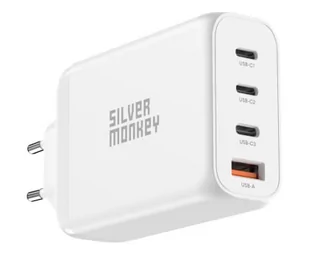 Silver Monkey Ładowarka sieciowa GaN 140W USB-C PD 3.1 + USB 3.0 QC W - Ładowarki do telefonów - miniaturka - grafika 1