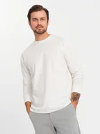 Koszulki męskie - Męska koszulka długi rękaw kremowa bawełna longsleeve OM-LSBC-0129 V2 r. M - miniaturka - grafika 1