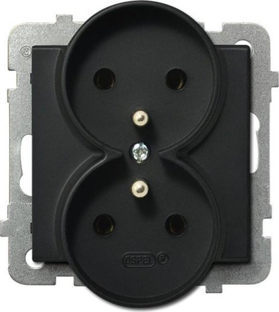 Ospel Ospel Sonata czarny - gniazdo podwójne +0 do ramki GP-2RRZ/m/33