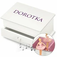 Pozytywki dla dzieci - Szkatułka na biżuterię z pozytywką i szufladką z nadrukiem dla dziewczynki na imieniny - miniaturka - grafika 1