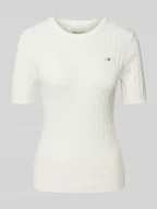 Swetry damskie - T-shirt z imitacji dzianiny - miniaturka - grafika 1
