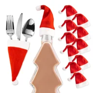 Zabawki kreatywne - 10 szt. Mini czapka św. Mikołaja ozdobne czapeczki bożonarodzeniowe na butelkę, sztućce - miniaturka - grafika 1