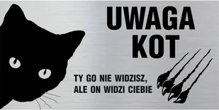 Tabliczka informacyjna, tabliczka na drzwi, UWAGA KOT 10x20cm - Akcesoria BHP - miniaturka - grafika 1