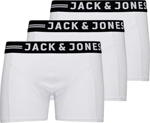 JACK&JONES bokserki męskie, 3-pak - SENSE TRUNKS, bawełna stretch biały L - Majtki męskie - miniaturka - grafika 1
