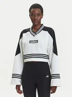 Bluzy damskie - adidas Bluza Blocking JX7597 Biały Loose Fit - miniaturka - grafika 1