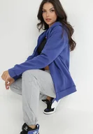 Bluzy damskie - Granatowa Bluza z Kapturem Sithi - miniaturka - grafika 1