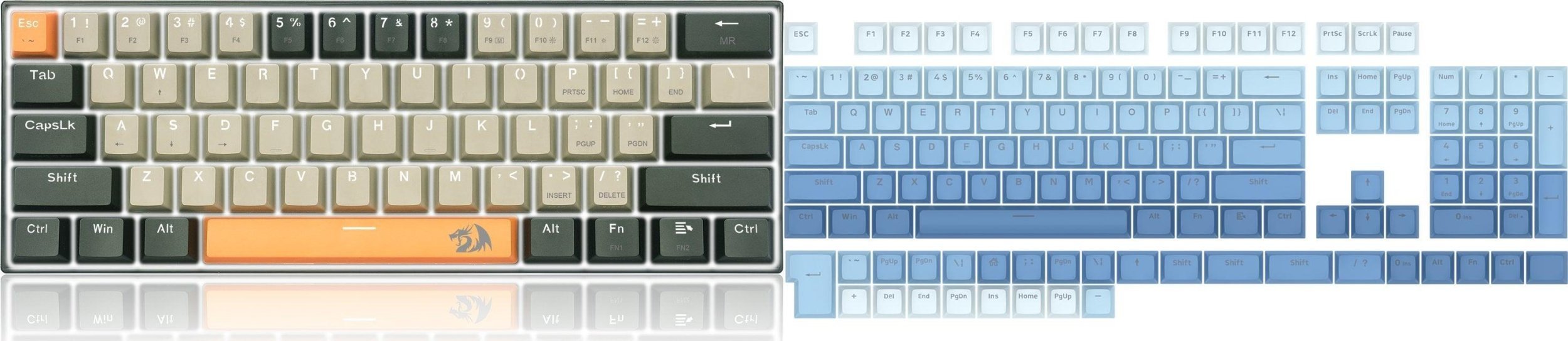 Redragon K606 Lakshmi Red switch K606-OG&GY&BK + Ombre Keycaps A134