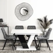 Stoły - Stół Prostokątny Rozkładany CLARK 120-160 cm Czarny/Biały Połysk Glamour - miniaturka - grafika 1