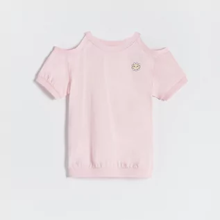 Koszulki dla dziewczynek - Reserved Reserved - T-shirt z wycięciem - Różowy - grafika 1
