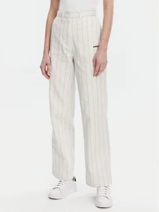 adidas Spodnie materiałowe Pinstripe JJ3483 Biały Regular Fit - Spodnie damskie - miniaturka - grafika 1