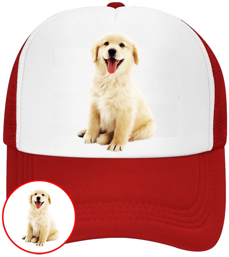 CZAPKA Z DASZKIEM PSY PIES PIESKI DLA DZIECI SIATKA CZERWONA BEJSBOLÓWKA