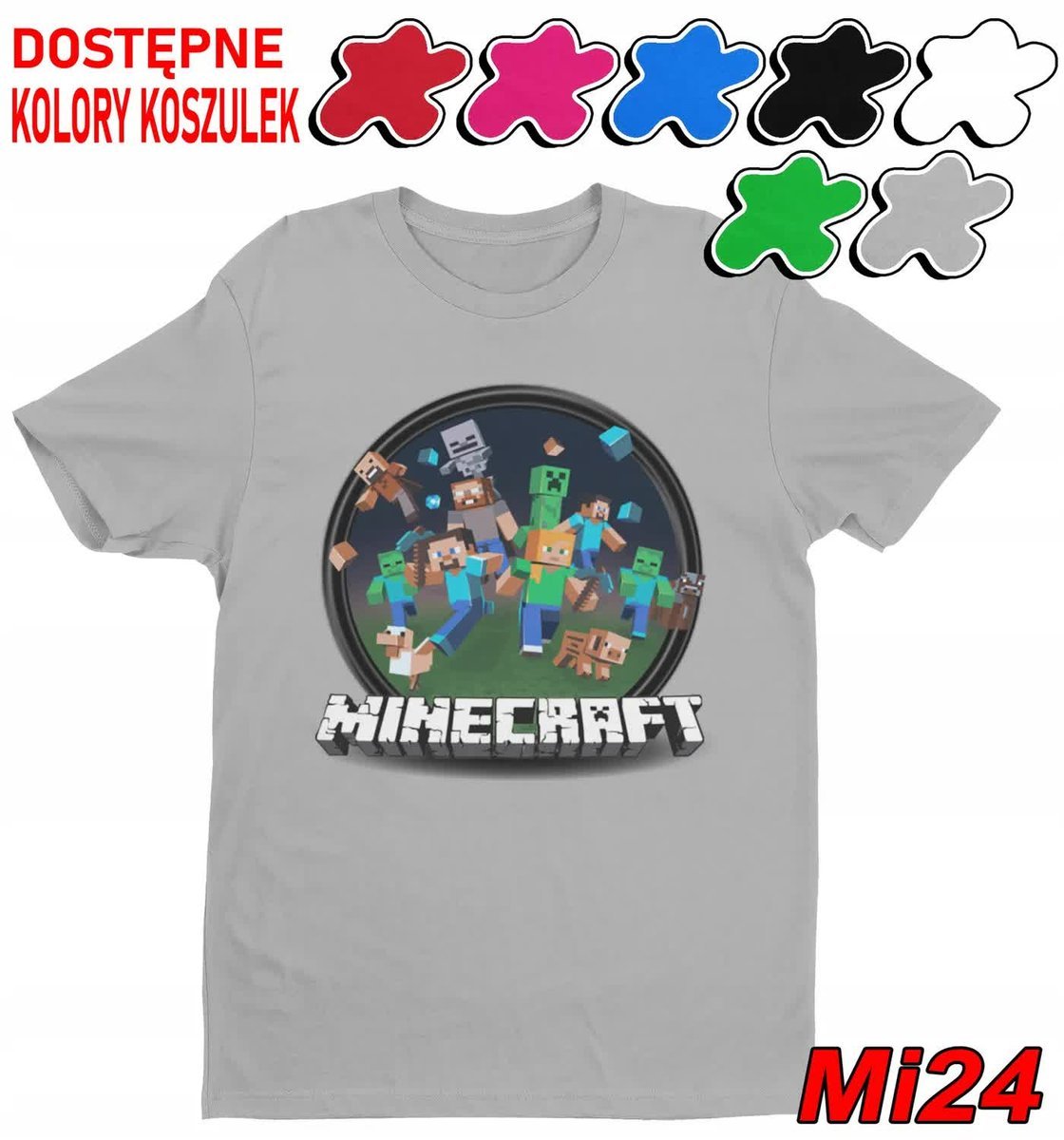 Koszulka Dziecięca Z Nadrukiem Dla Fana Mainkraft Gry Wzory -M 134-140