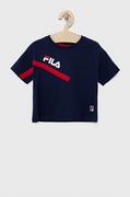 Koszulki dla dziewczynek - Fila t-shirt bawełniany dziecięcy kolor granatowy - miniaturka - grafika 1