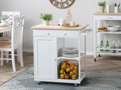 Wózki kuchenne - Beliani Wózek kuchenny biały TRAPANI - miniaturka - grafika 1