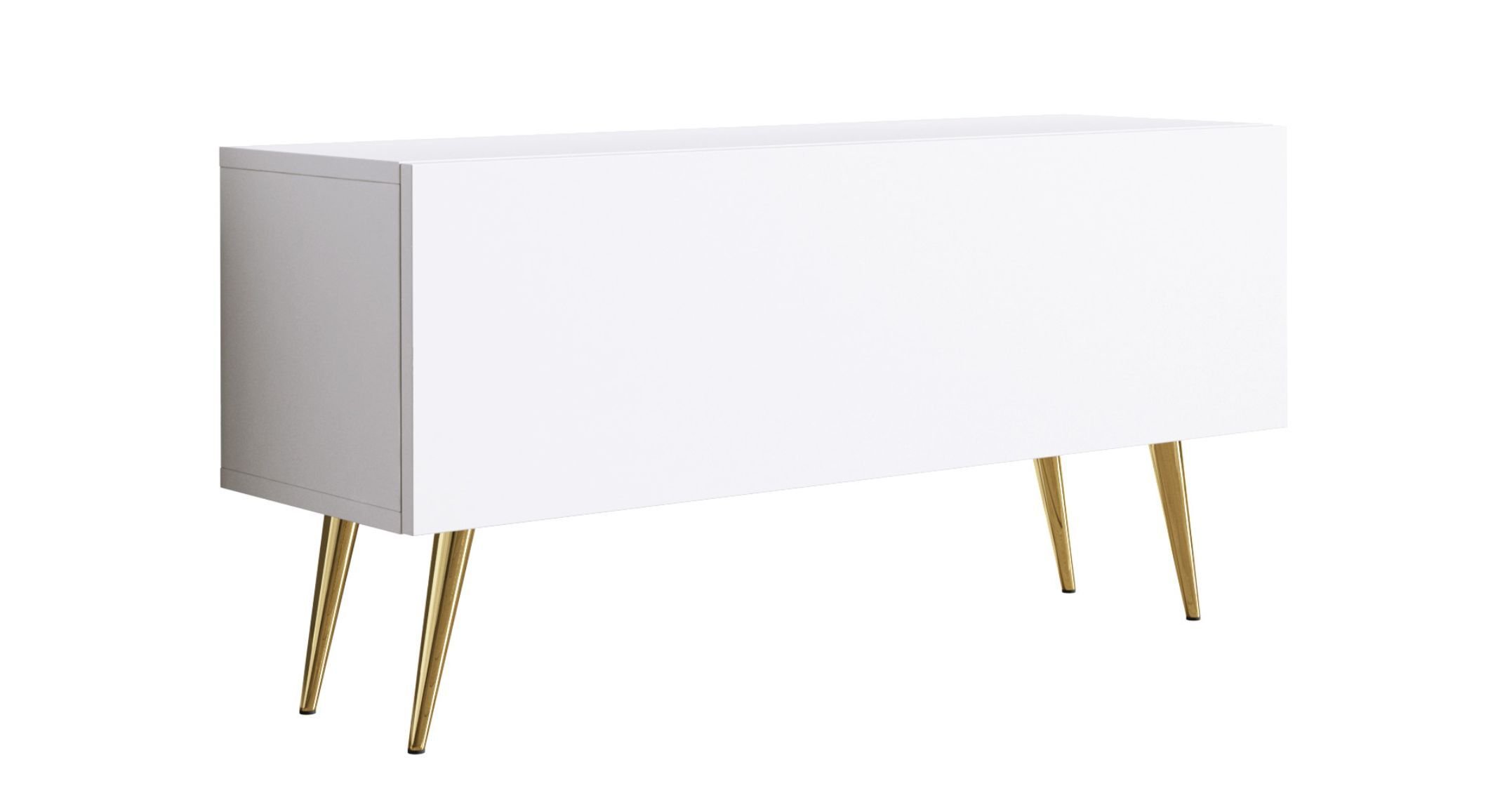 Szafka pod TV, biały mat, złote nogi, A: szer: 100 cm, wys: 52 cm, gł: 32 cm