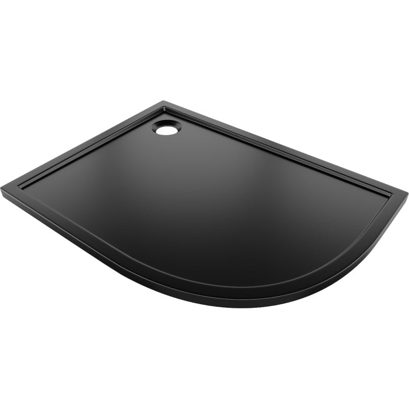 Mexen Flow brodzik półokrągły asymetryczny slim lewy 100 x 80 cm, czarny mat - 46Q708010L