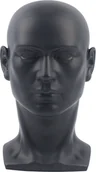 Manekiny wystawowe - Męska głowa modela 50cm PVC wolnostojąca peruka głowa dekoracja głowa manekin głowa kapelusz stojak okulary peruki manekiny (czarny matowy) - miniaturka - grafika 1