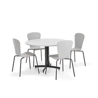 Stoły i stoliki do biura - Zestaw mebli SANNA+MILLA PLUS, 1 stół i 4 krzesła, czarny/jasnoszary - miniaturka - grafika 1